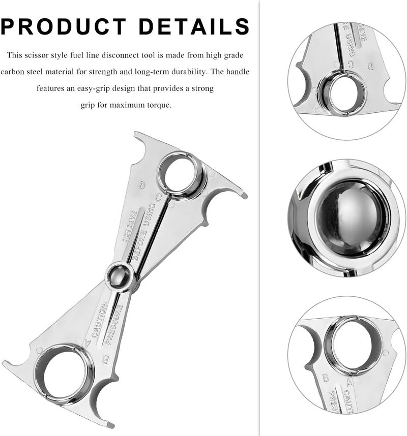 NYTKL Scissor Fuel Line Disconnect Tool, 3/4 5/8 1/2 and 3/8 Inch Filter Tool for Quick Disconnection, 4-in-1 Metal Fuel Line Disconnect Scissors for Heater A/C Line Service (4 in 1-2 PCS) - Image 3